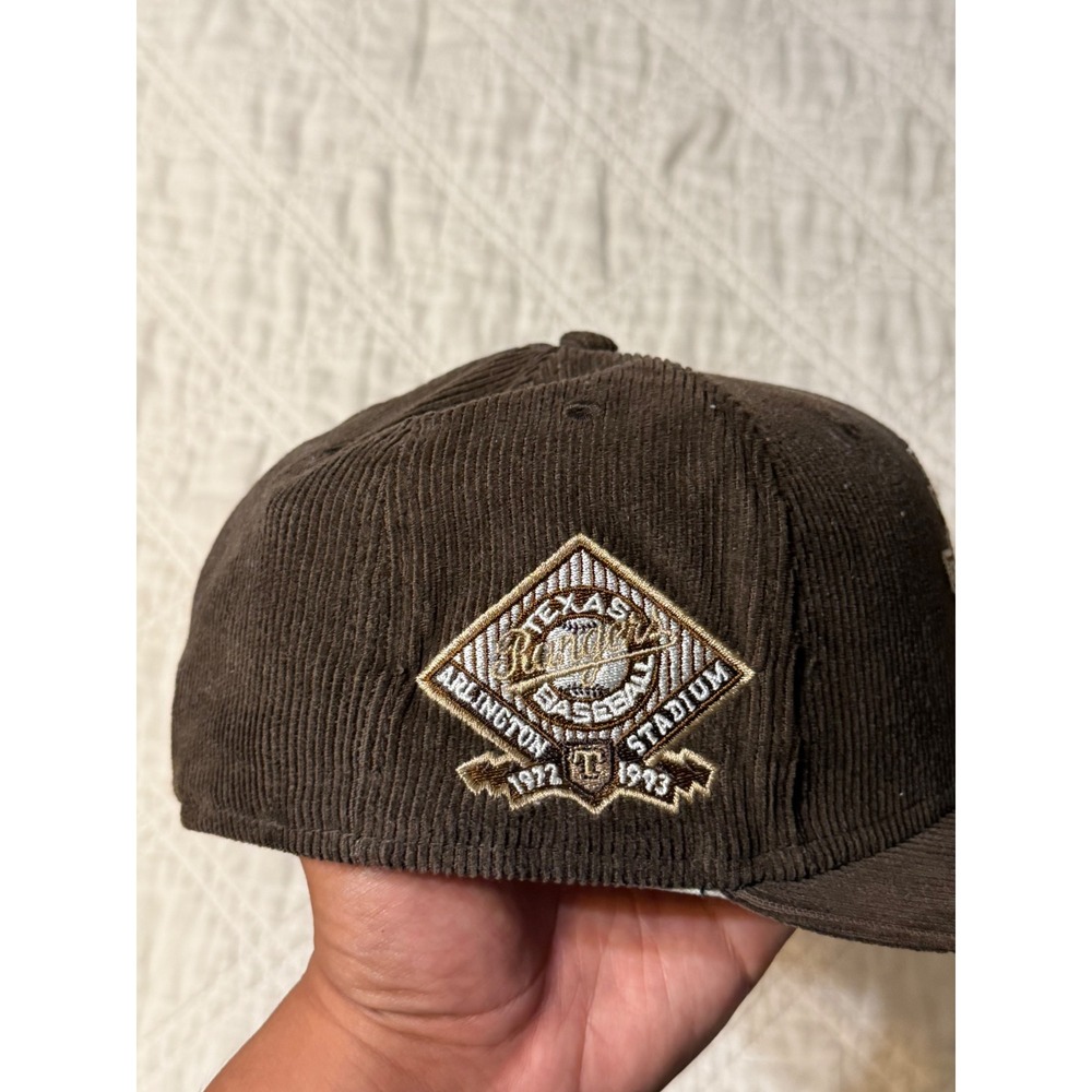 New Era Fitted Hat corduroy Brown Texas Rangers Men 7 1/4 Arlington Stadium Cap - Picture 5 of 10